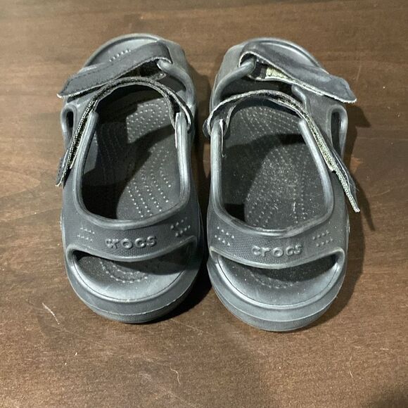 Crocs Swiftwater Jr Black Velcro Sandals Size 1 - Picture 5 of 10